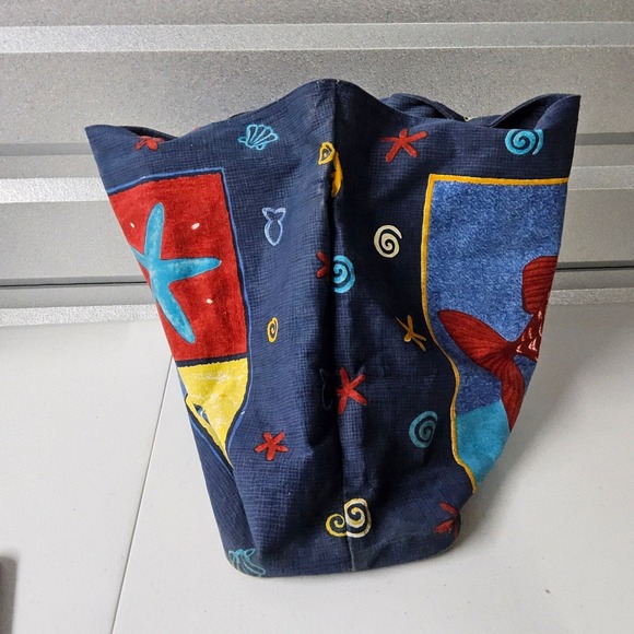 Sun and Sand Fish Large Tote Bag Novelty Nautical Beach Bag Purse Colorful - Picture 12 of 16